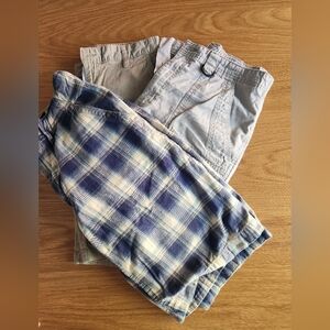 3 pair of mens 32 size shorts.  Cargo, khaki and plaid, george, nobo and no name